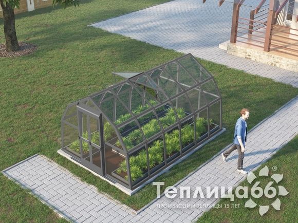Теплица Рада Нева под стекло, 2,65х4 метра, графитовая