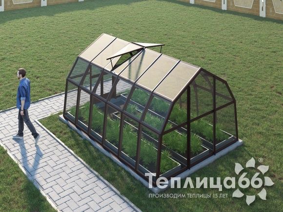 Теплица Рада Нева под стекло, 2,65х4 метра, коричневая