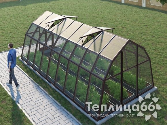 Теплица Рада Волга под стекло, 3х6 метров, коричневая