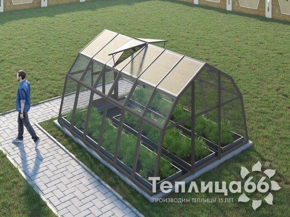 Теплица Рада Волга под стекло, 3х4 метра, графитовая