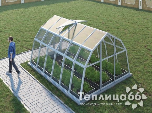 Теплица Рада Волга под стекло, 3х4 метра, белая