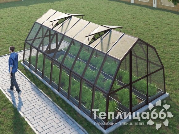 Теплица Рада Исеть под стекло 3х6 метра, коричневая