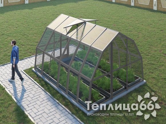 Теплица Рада Исеть под стекло 3х4 метра, графитовая