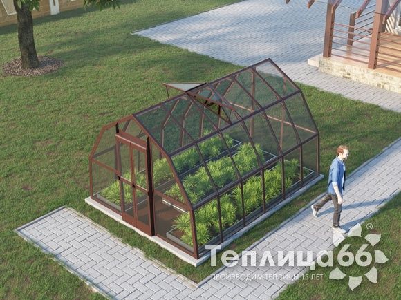 Теплица Рада Исеть под стекло 3х4 метра, коричневая