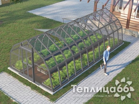 Теплица Рада Дунай под стекло, 3,5х8 метра, графитовая