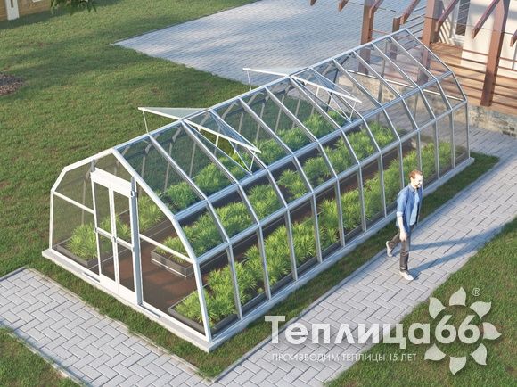 Теплица Рада Дунай под стекло, 3,5х8 метра, белая