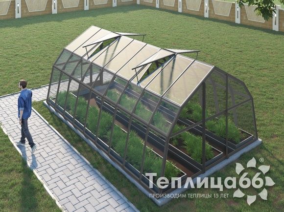 Теплица Рада Дунай под стекло, 3,5х6 метра, графитовая