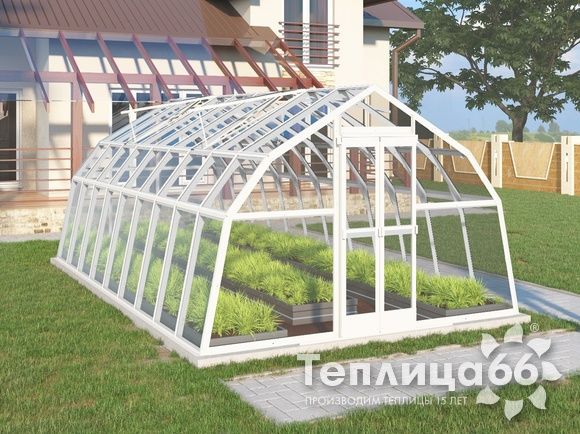 Теплица Рада Дунай под стекло, 3,5х6 метра, белая