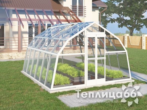 Теплица Рада Дунай под стекло, 3,5х4 метра, белая