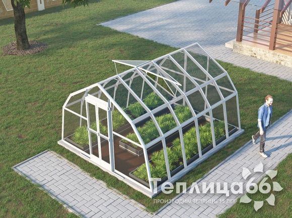 Теплица Рада Дунай под стекло, 3,5х4 метра, белая