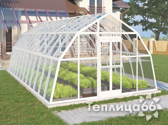 Теплица Рада Енисей под стекло, 4х8 метров, белая