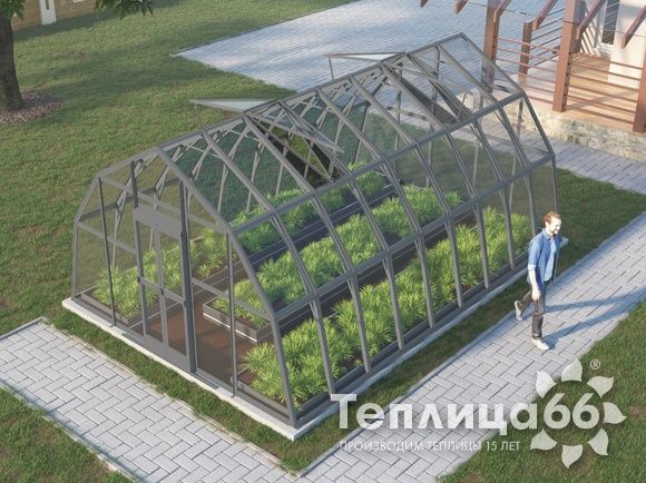 Теплица Рада Енисей под стекло, 4х6 метров, графитовая