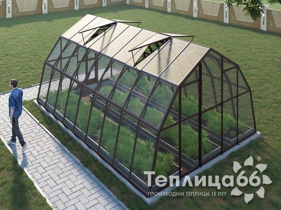 Теплица Рада Енисей под стекло, 4х6 метров, коричневая