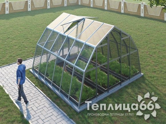 Теплица Рада Енисей под стекло, 4х4 метра