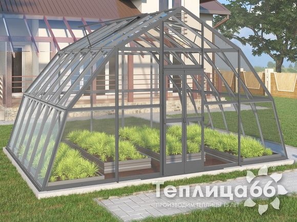 Теплица Рада Амазонка под стекло, 5х4 метра, графитовая