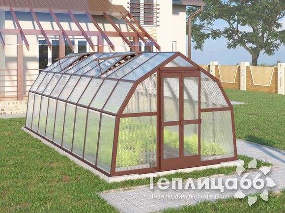 Теплица Рада Ладога из поликарбоната, 2.65х6 метров, коричневая