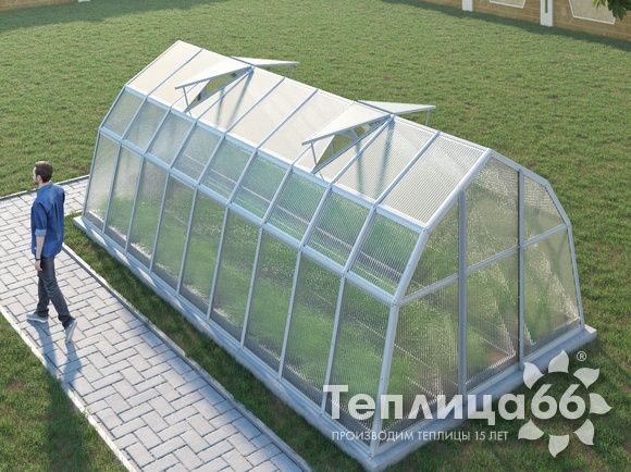 Теплица Рада Байкал из поликарбоната, 3x6 метров, белая