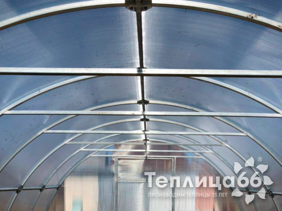 Теплица Рада Астра Люкс, оцинкованный профиль 20х40, покрытие из поликарбоната, шириной 3 метра (шаг 1 м)